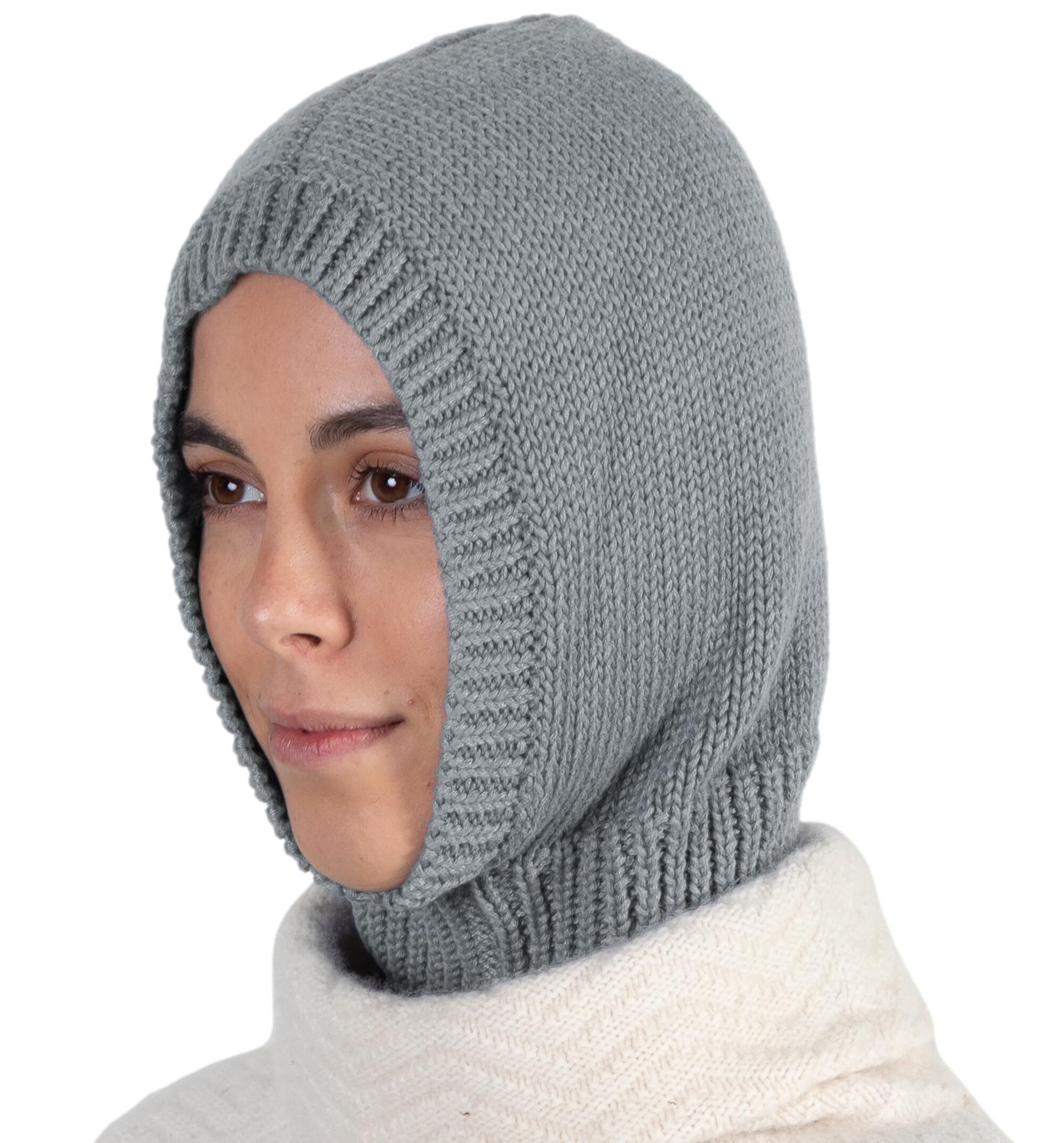 5813 Knitted Hooded Scarf - Knit Balaclava For Winter - Stylish Beanie